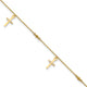 14k Polished and Diamond-cut Cross 9in Plus 1in ext. Anklet