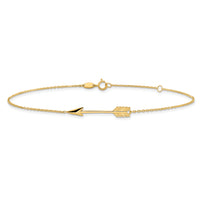 14K Polished Arrow 9in Plus 1in ext. Anklet