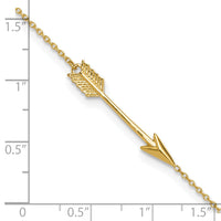 14K Polished Arrow 9in Plus 1in ext. Anklet