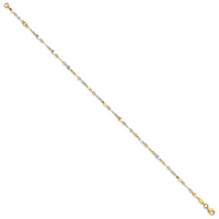 14K Two-Tone Polished 9in Plus 1in ext. Anklet