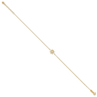 14k Polished Captains Wheel 9in Plus 1in. Ext. Anklet