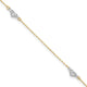 14k Two-tone Polished D/C Triple Hearts 9in w/1in. Ext. Anklet