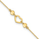 14k Polished Heart with 10in Plus .75in ext. Anklet