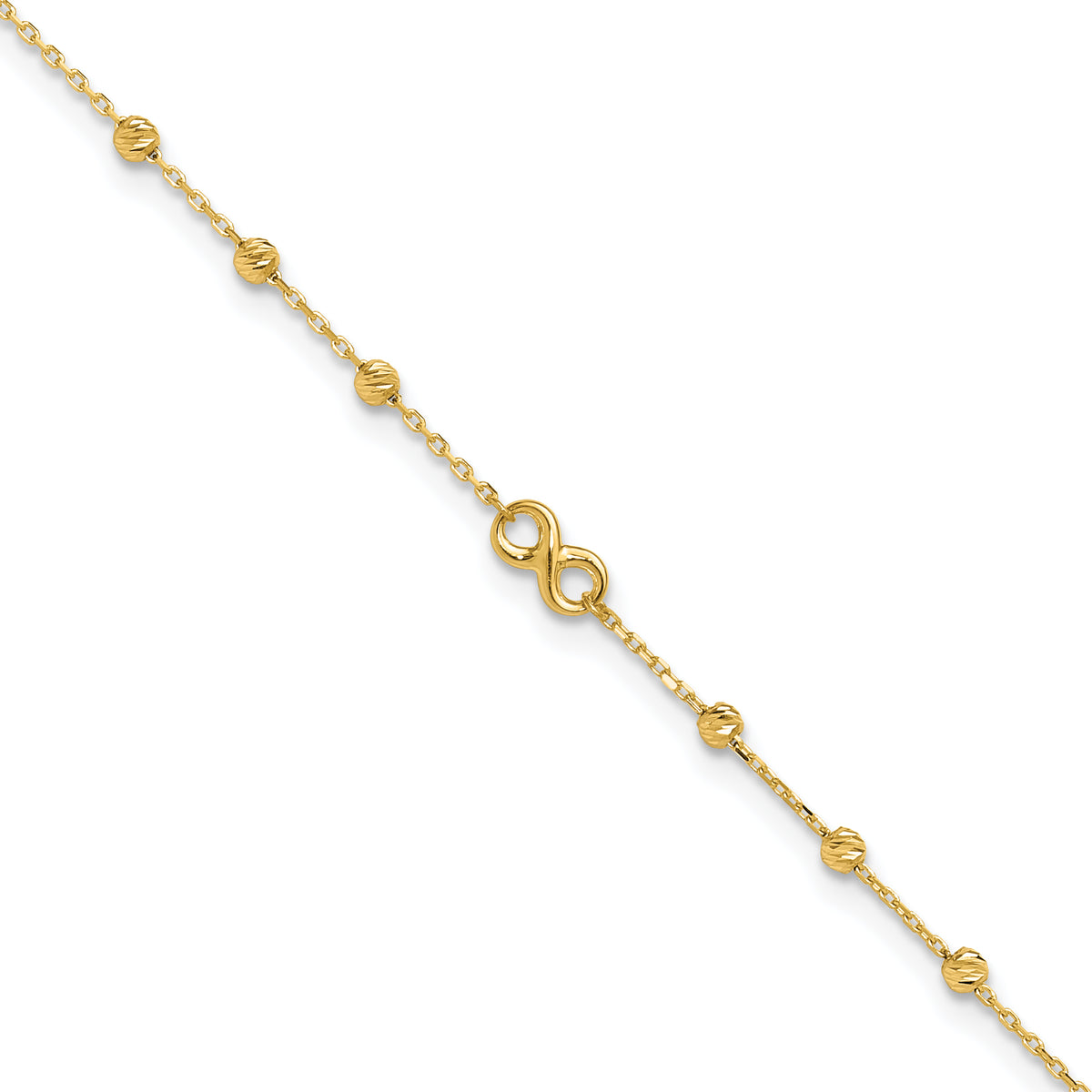 14K Infinity Symbol 10in Plus 1in ext. Anklet