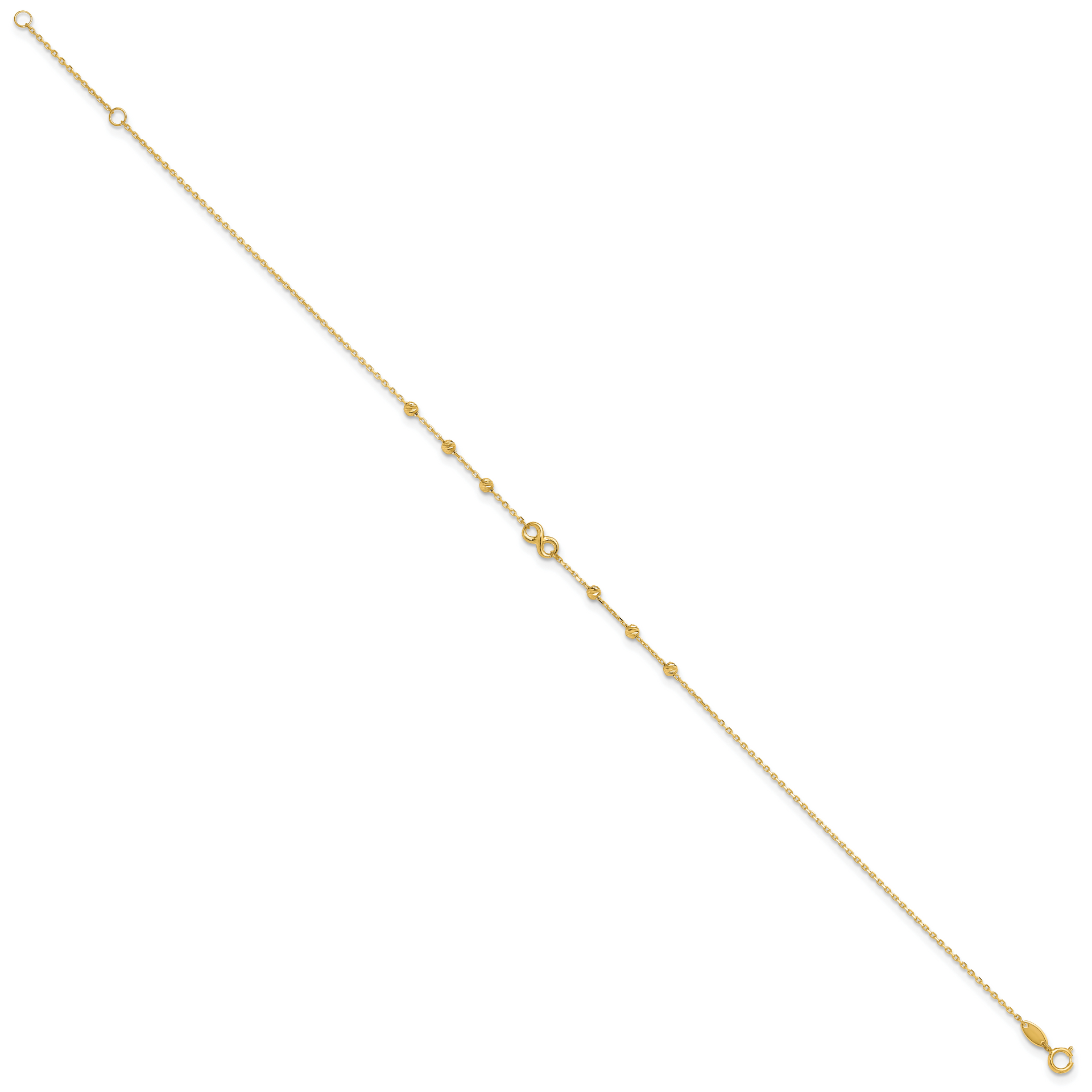 14K Infinity Symbol 10in Plus 1in ext. Anklet