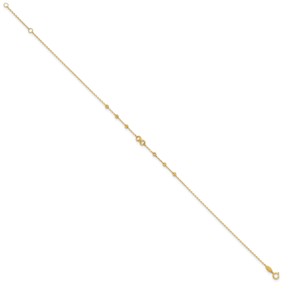 14K Infinity Symbol 10in Plus 1in ext. Anklet