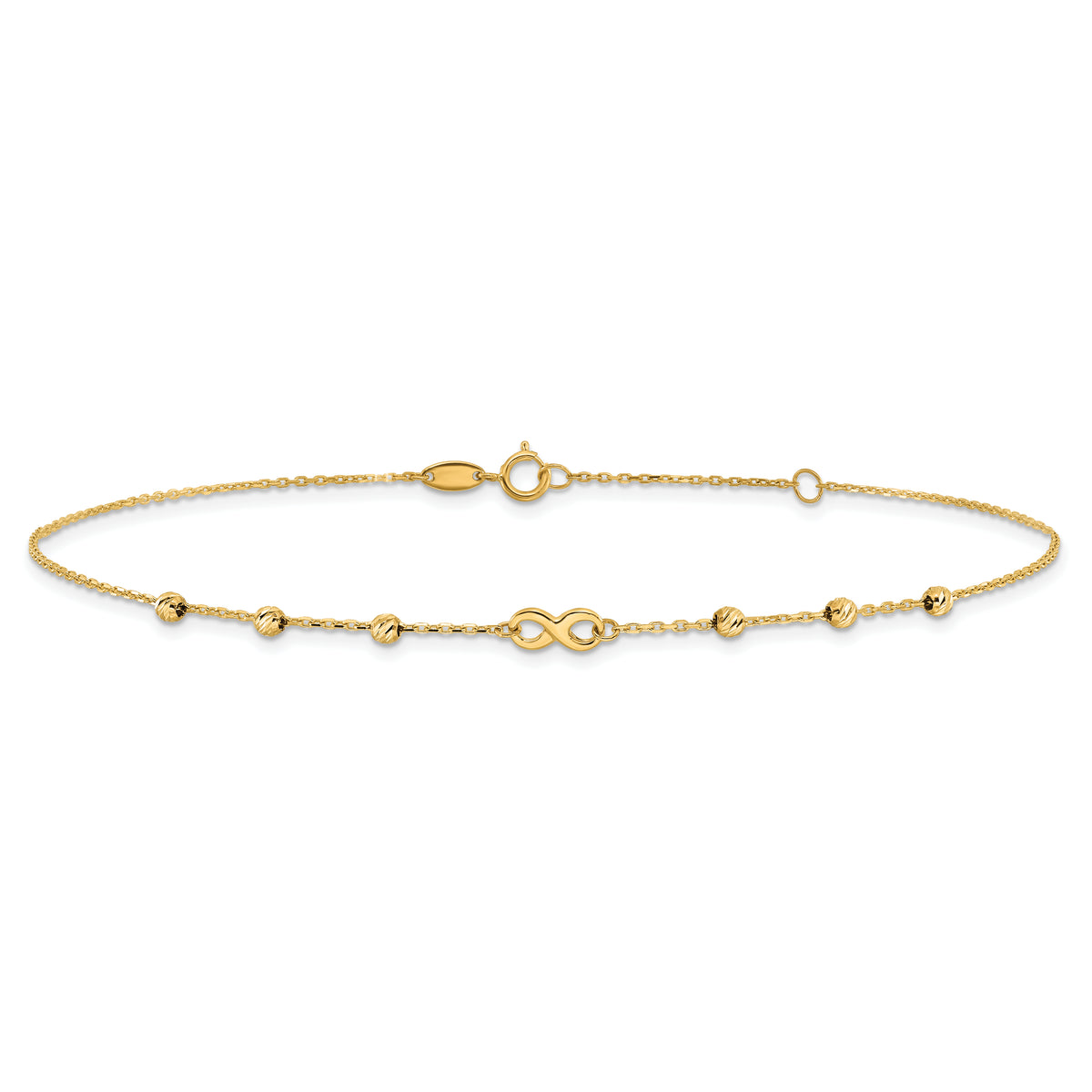 14K Infinity Symbol 10in Plus 1in ext. Anklet