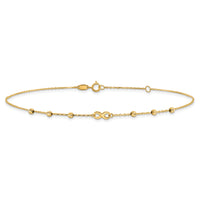 14K Infinity Symbol 10in Plus 1in ext. Anklet