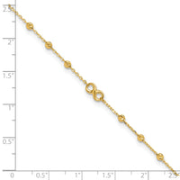 14K Infinity Symbol 10in Plus 1in ext. Anklet