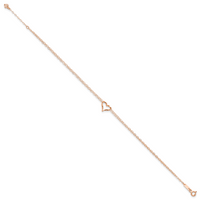 14k Rose Gold Double Strand Heart 9in Plus 1in Ext Anklet