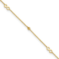 14K Polished Infinity 9in Plus 1in ext Anklet