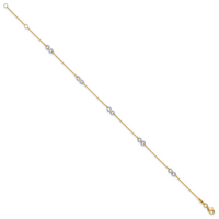 14K Two-tone Polished Infinity 9in Plus 1 in ext. Anklet