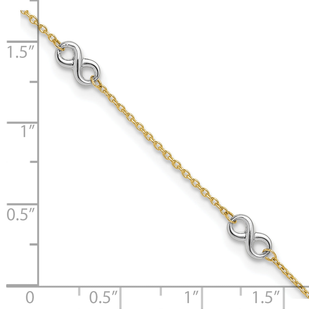 14K Two-tone Polished Infinity 9in Plus 1 in ext. Anklet