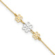 14K Two-tone Polished Three Flower 9in Plus 1in ext Anklet