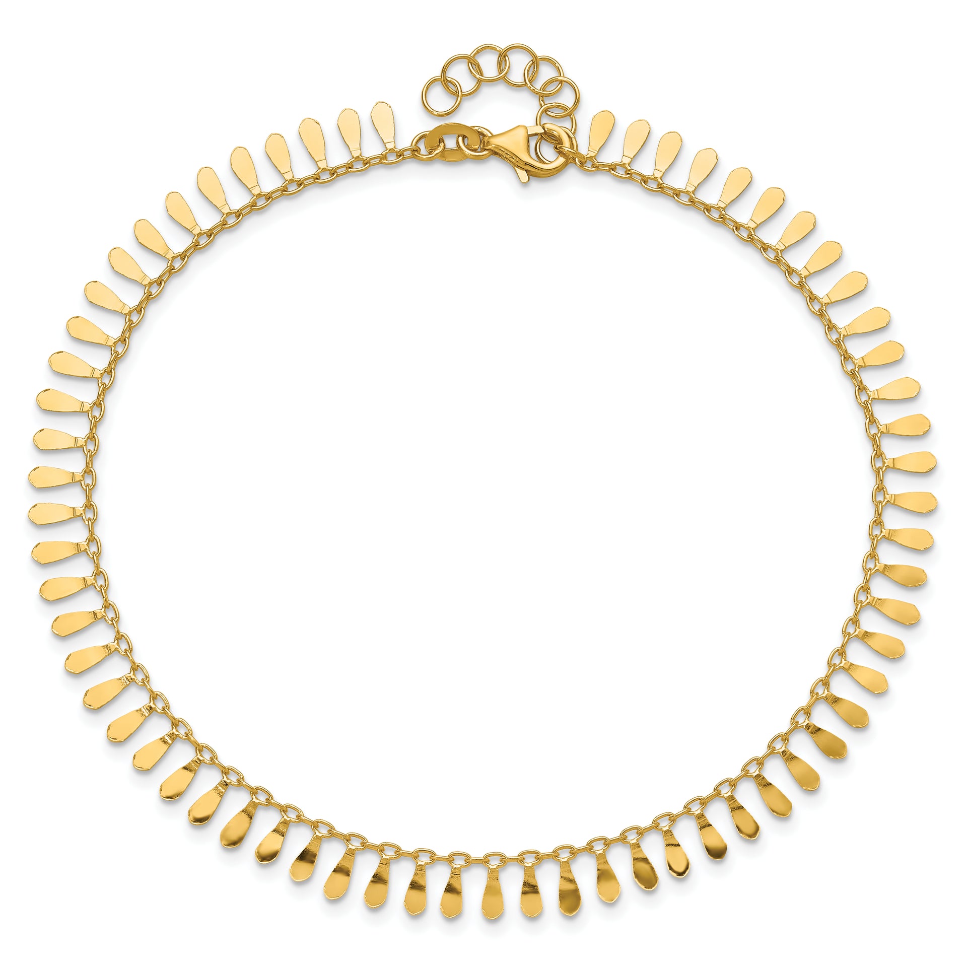 14K Polished Fancy 9in Plus 1 in ext. Anklet