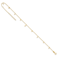 14K Polished Crosses 9in Plus 2in ext. Anklet