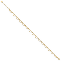 14K Polished and Diamond-cut Fancy 10in Plus 1.5in ext. Anklet