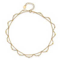 14K Polished and Diamond-cut Fancy 10in Plus 1.5in ext. Anklet