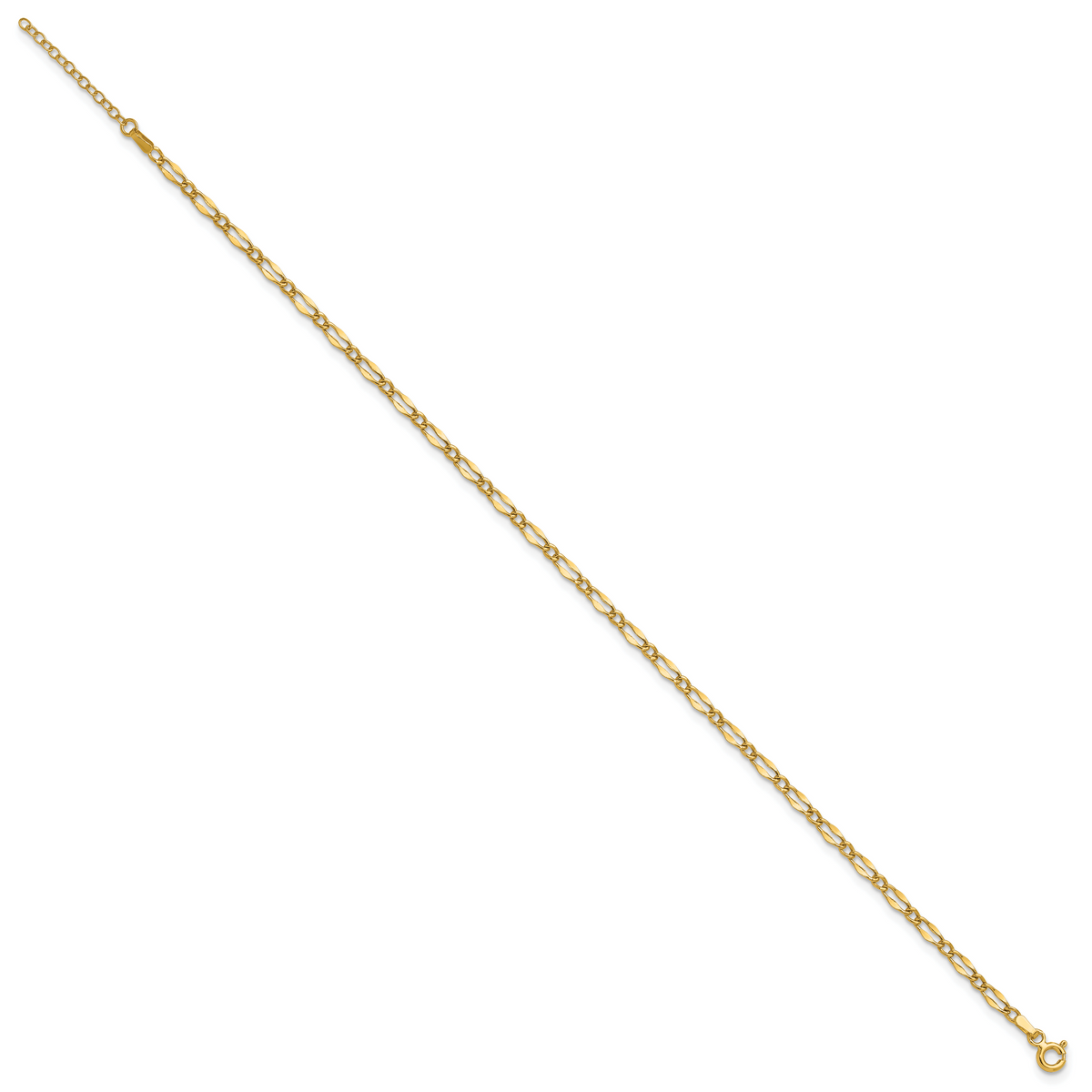 14K Polished Fancy Link 9in Plus 1in extension Anklet