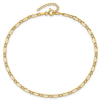 14K Polished Fancy Link 9in Plus 1in extension Anklet