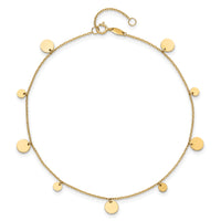 14K Polished Circles 9in Plus 1in ext. Anklet