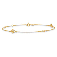 14k Polished Hearts and Infinity 9in Plus 1in ext. Anklet