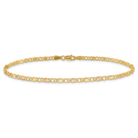 14k and Rose Xs and Hearts 10in Anklet