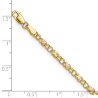 14k and Rose Xs and Hearts 10in Anklet