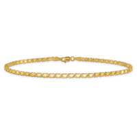 14k Polished Double-Sided Heart 10in Anklet