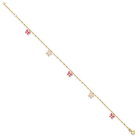14k Enameled Butterfly 9in Plus 1in Ext Anklet