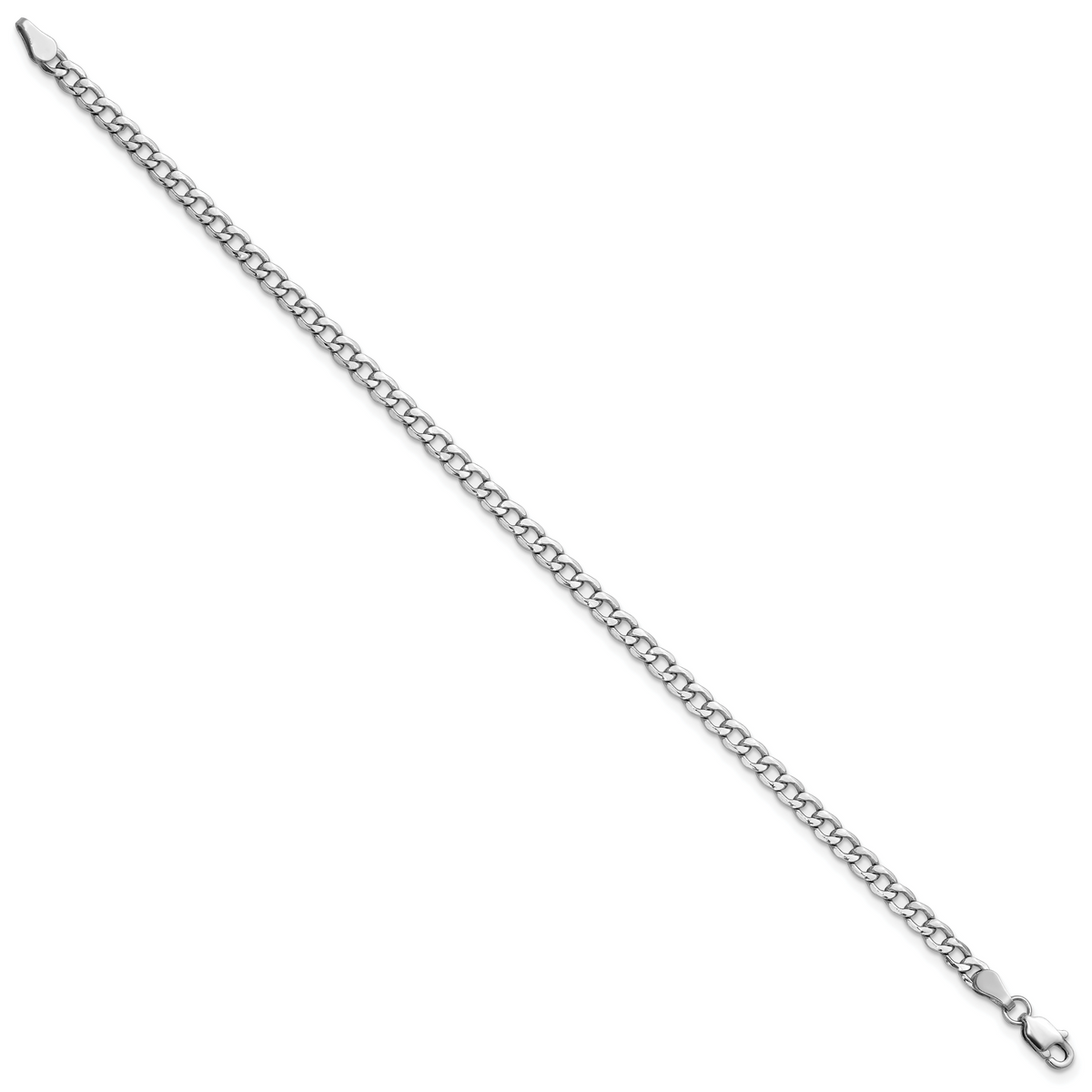14k White Gold 3.35mm Semi-Solid Curb Chain Anklet