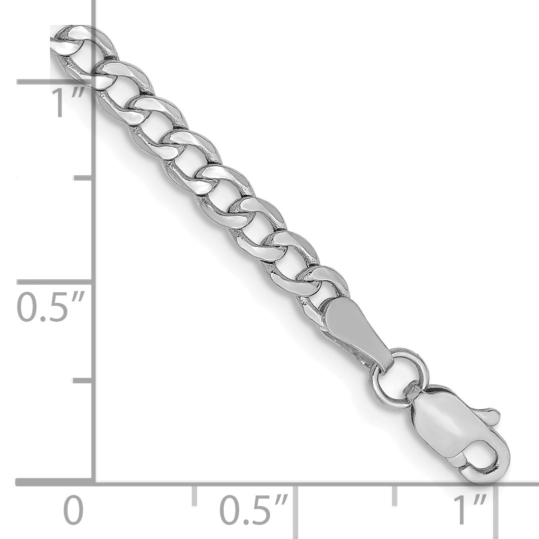 14k White Gold 3.35mm Semi-Solid Curb Chain Anklet