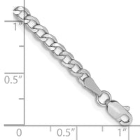 14k White Gold 3.35mm Semi-Solid Curb Chain Anklet