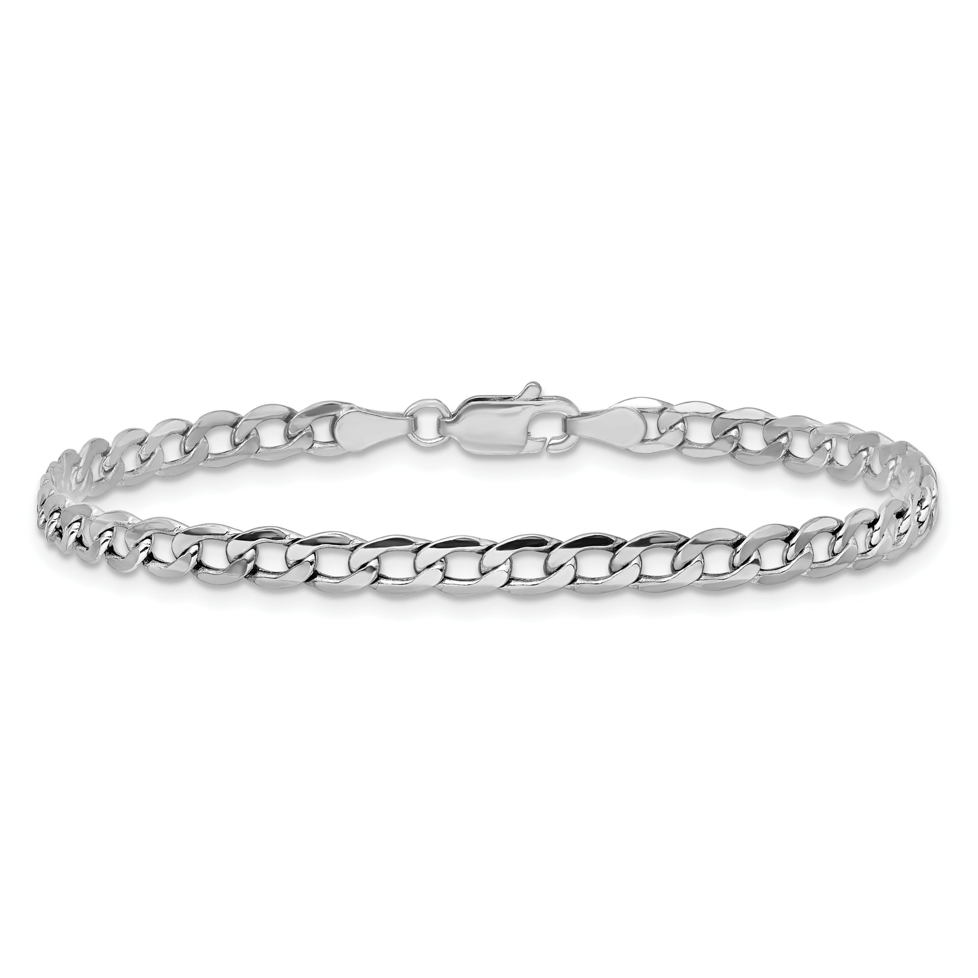14k White Gold 3.35mm Semi-Solid Curb Chain Anklet
