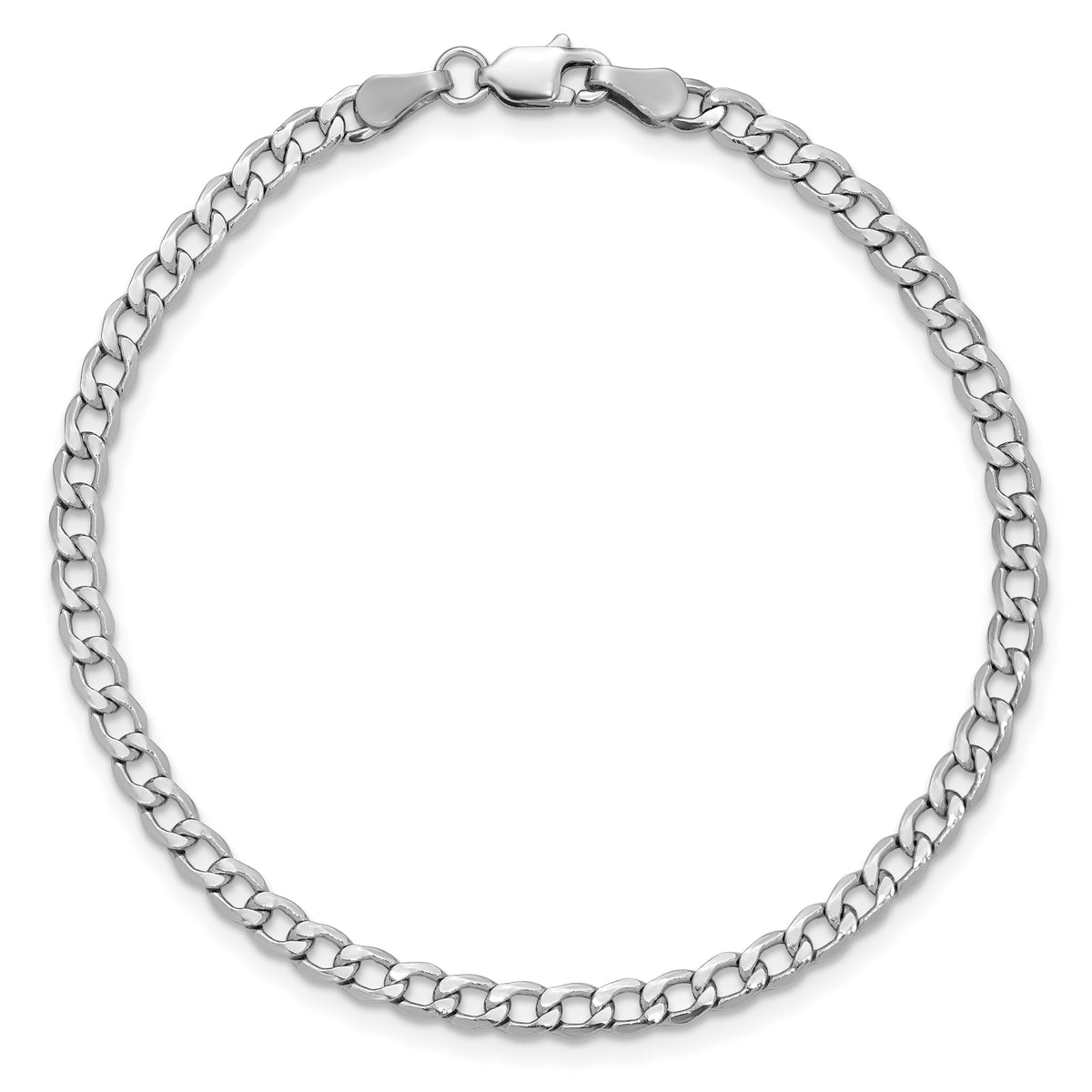 14k White Gold 3.35mm Semi-Solid Curb Chain Anklet