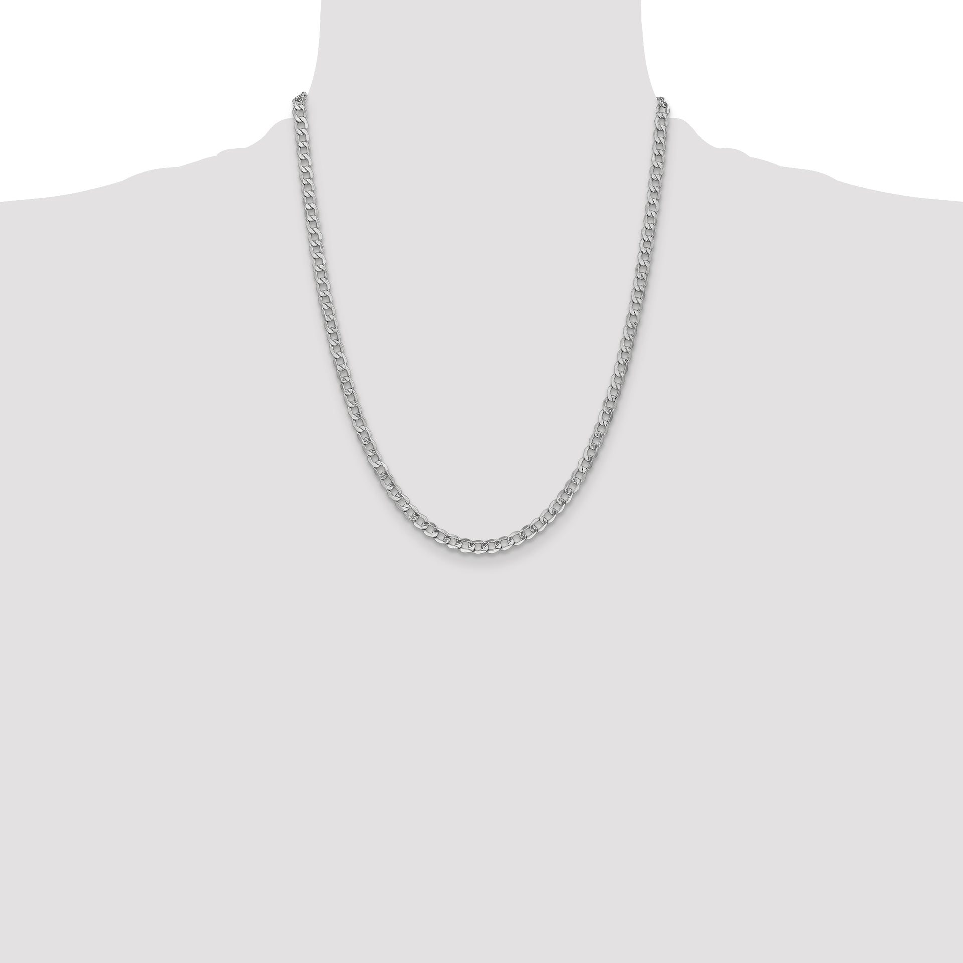 14k White Gold 4.3mm Semi-Solid Curb Chain