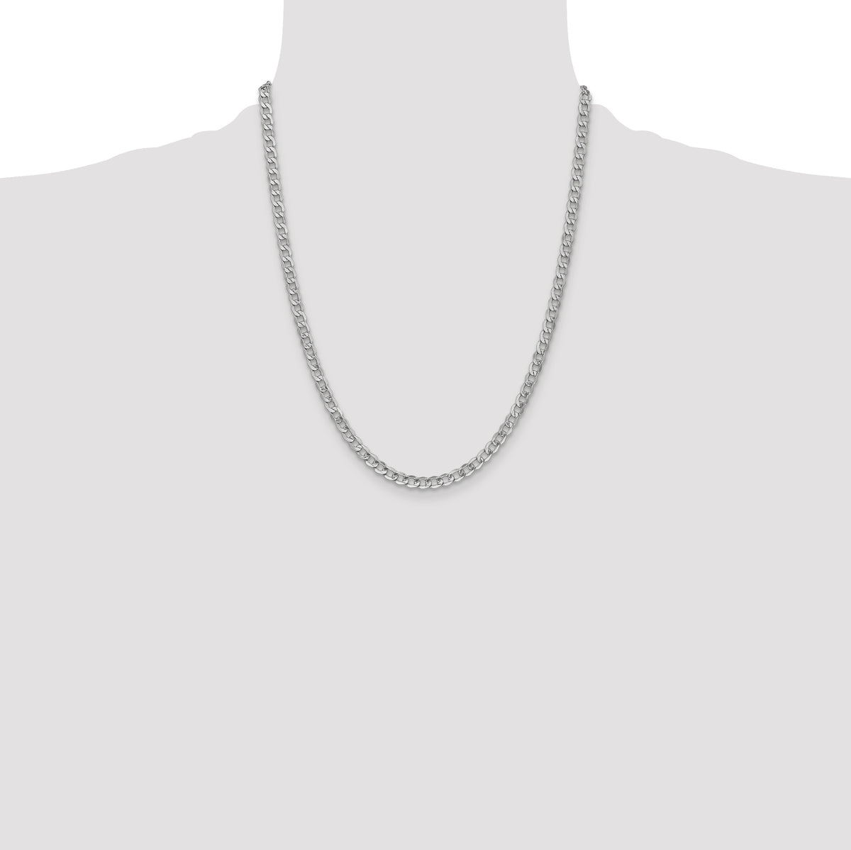 14k White Gold 4.3mm Semi-Solid Curb Chain