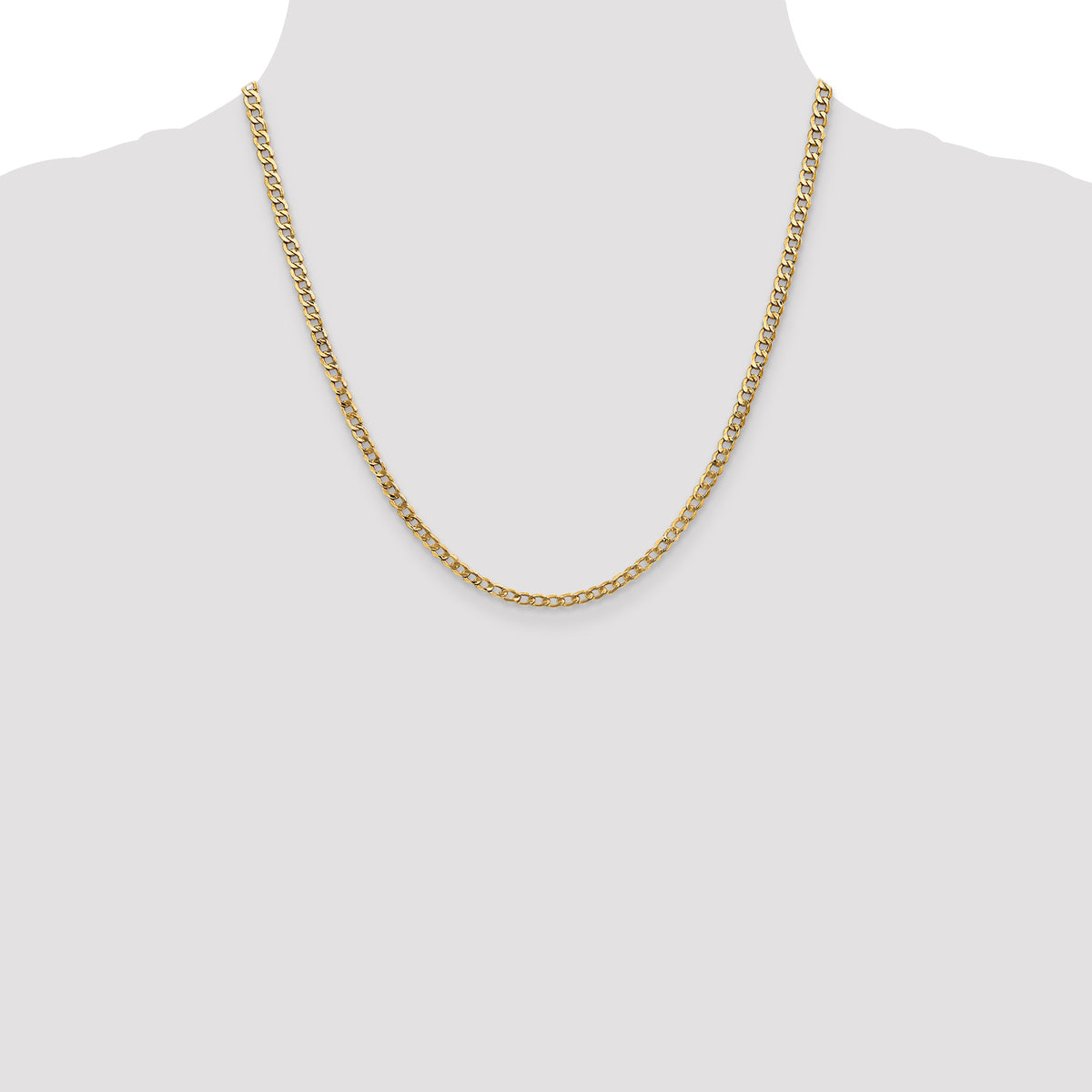 14k 3.35mm Semi-Solid Curb Chain