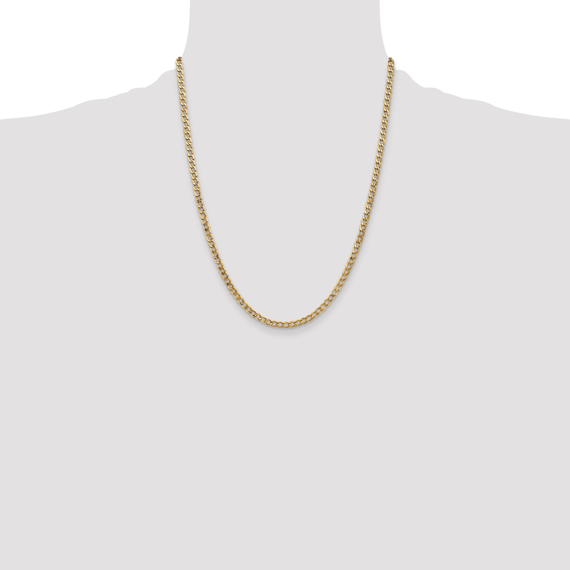 14k 3.35mm Semi-Solid Curb Chain
