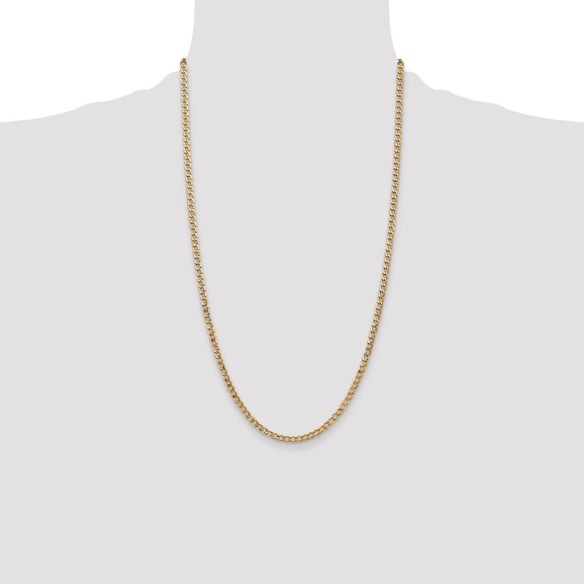14k 3.35mm Semi-Solid Curb Chain
