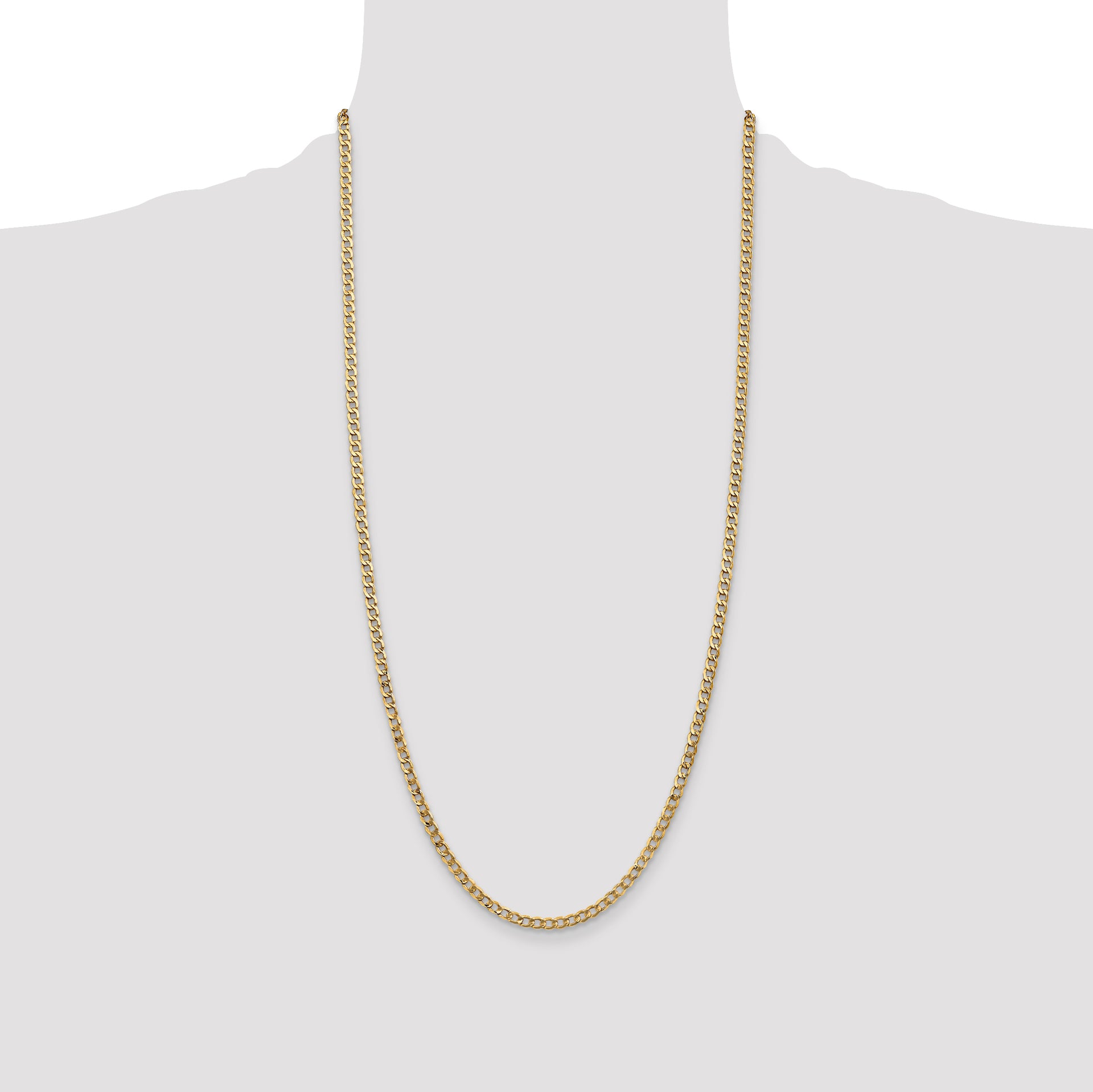 14k 3.35mm Semi-Solid Curb Chain