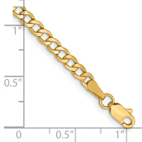 14k 3.35mm Semi-Solid Curb Chain Anklet