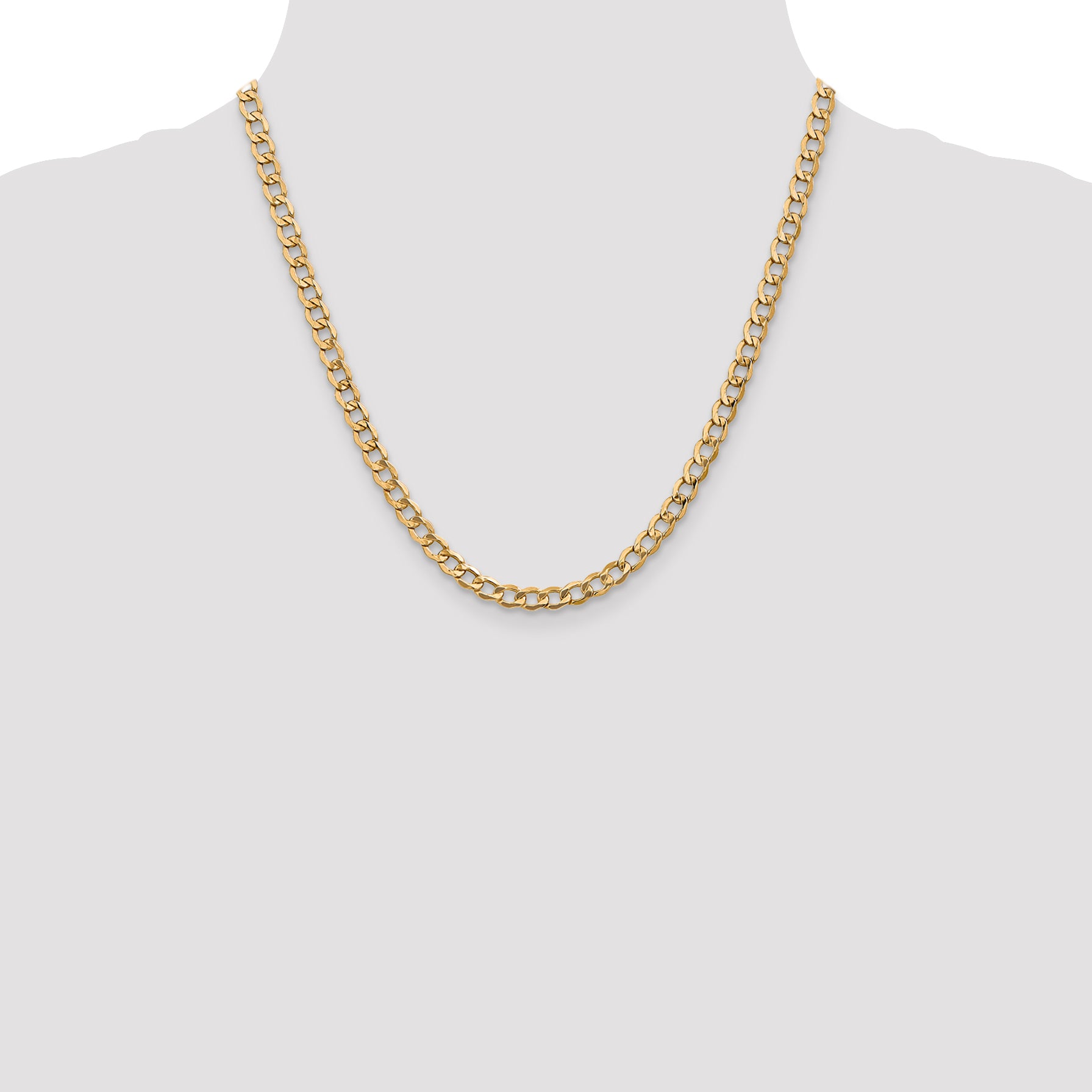 14k 5.25mm Semi-Solid Curb Chain