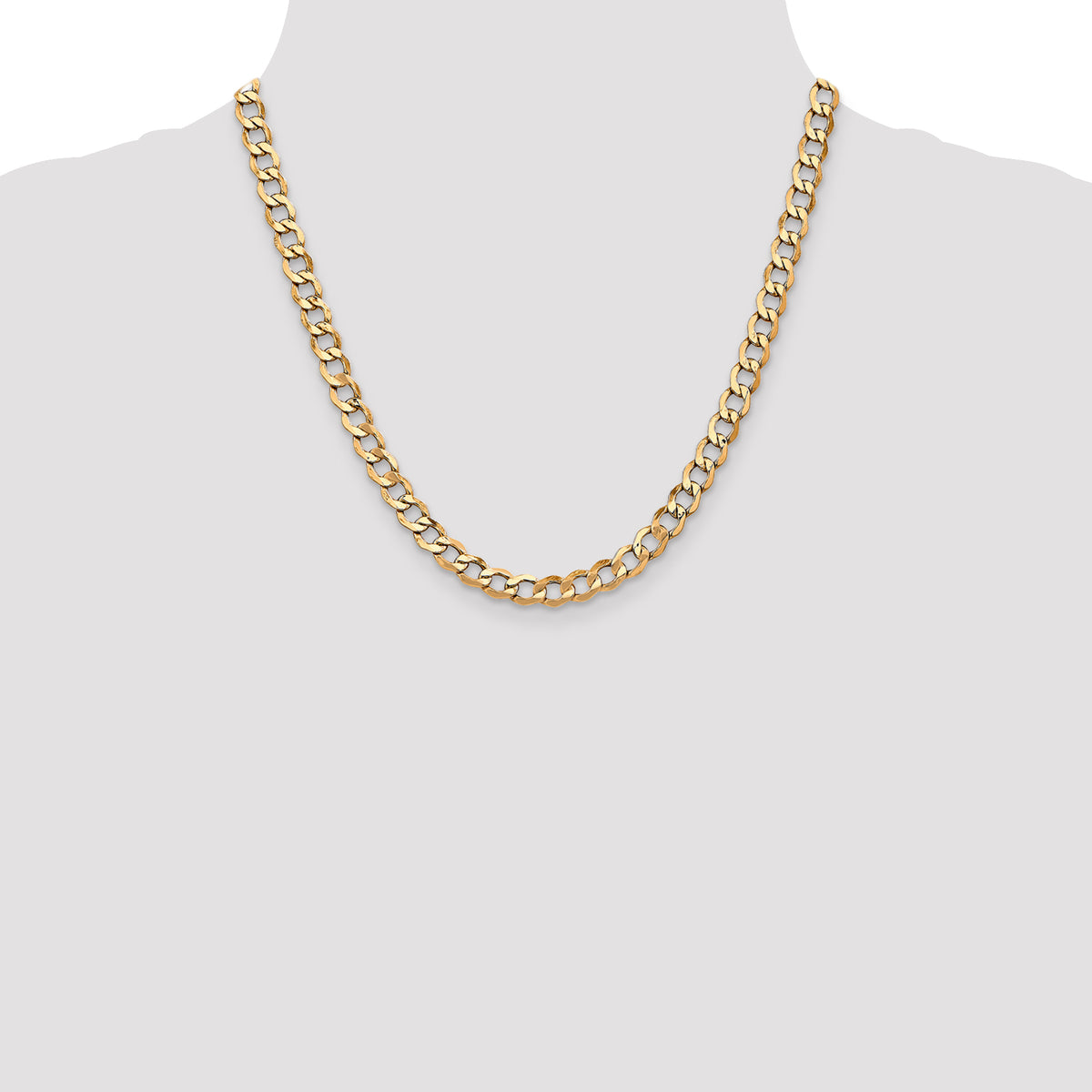 14k 6.5mm Semi-Solid Curb Chain