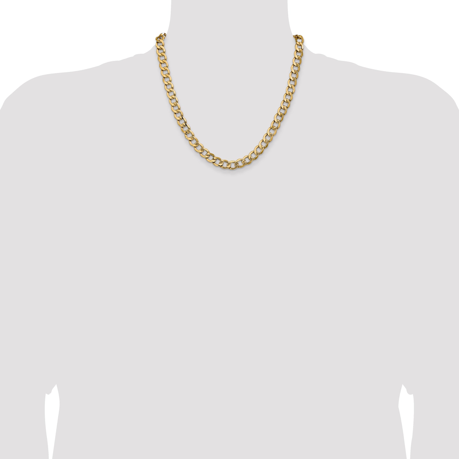 14k 9mm Semi-Solid Curb Chain