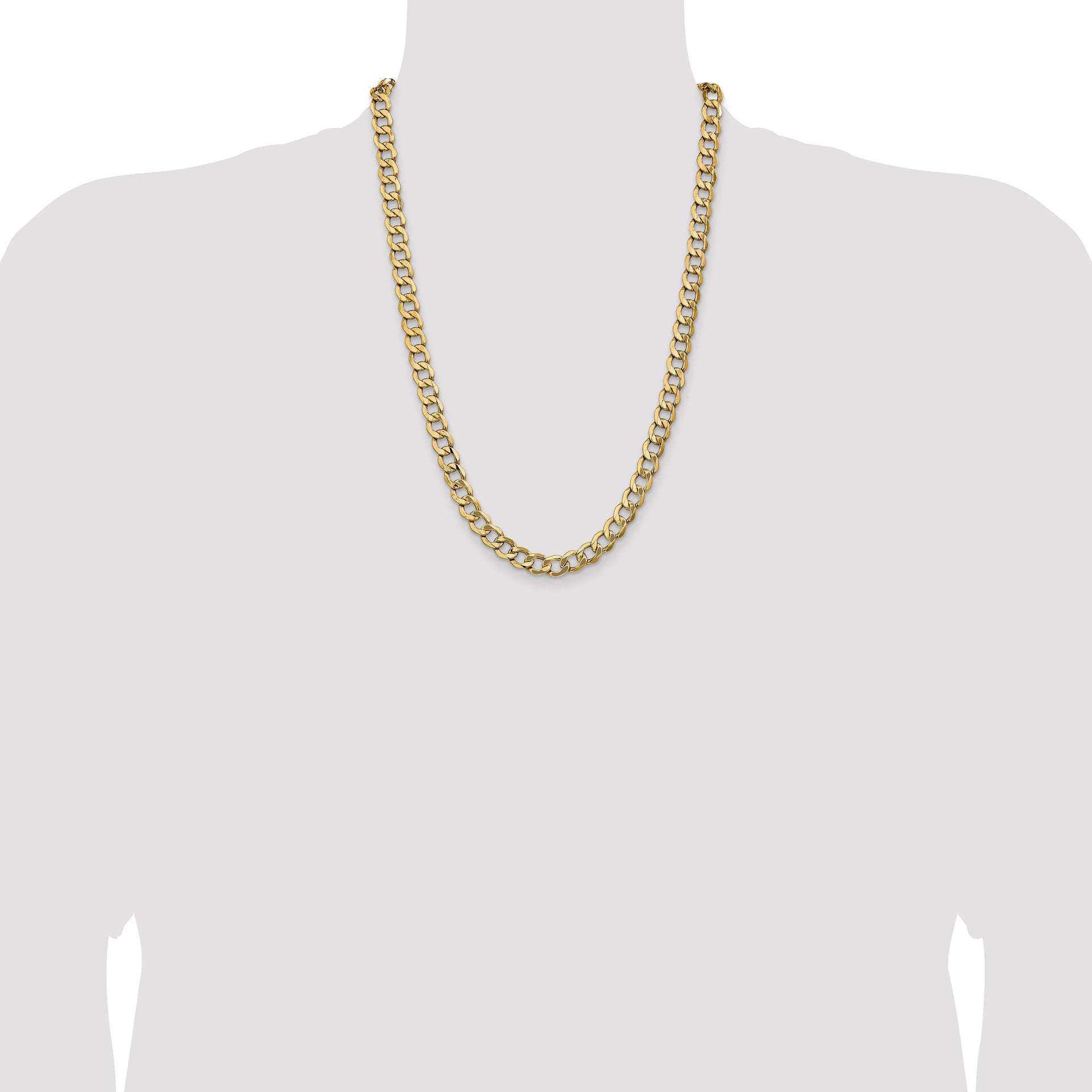 14k 9mm Semi-Solid Curb Chain