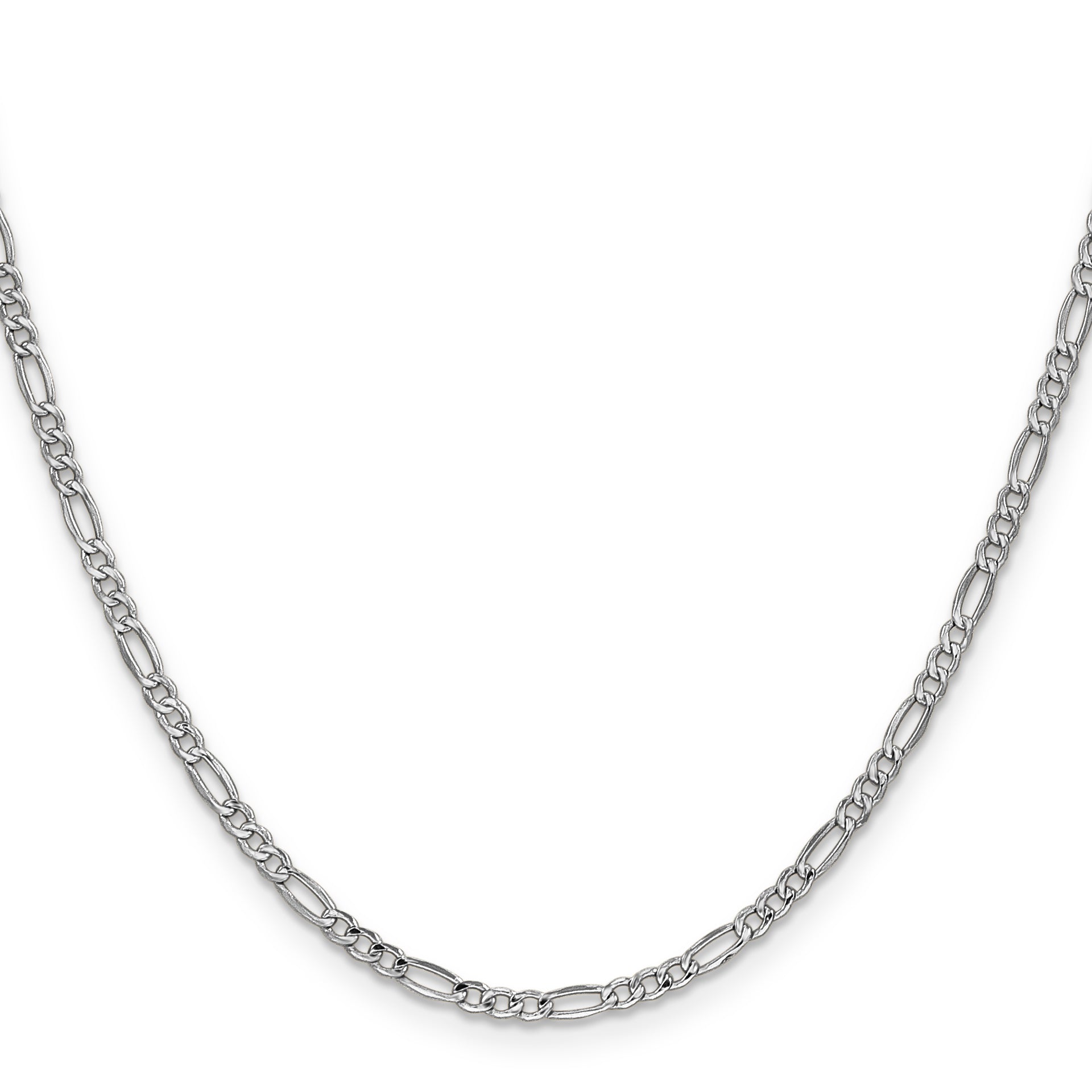 14k White Gold 2.5mm Semi-Solid Figaro Chain