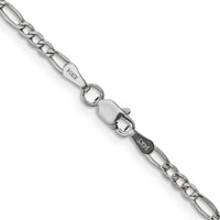 14k White Gold 2.5mm Semi-Solid Figaro Chain