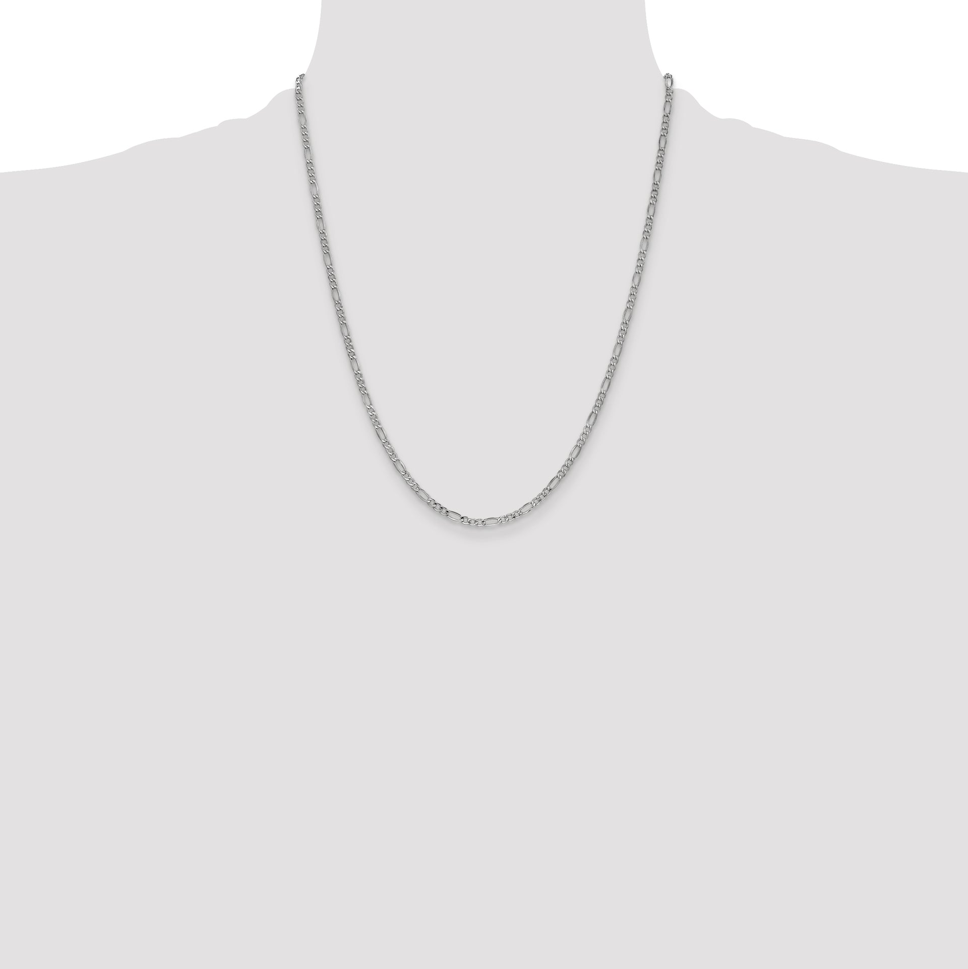 14k White Gold 2.5mm Semi-Solid Figaro Chain