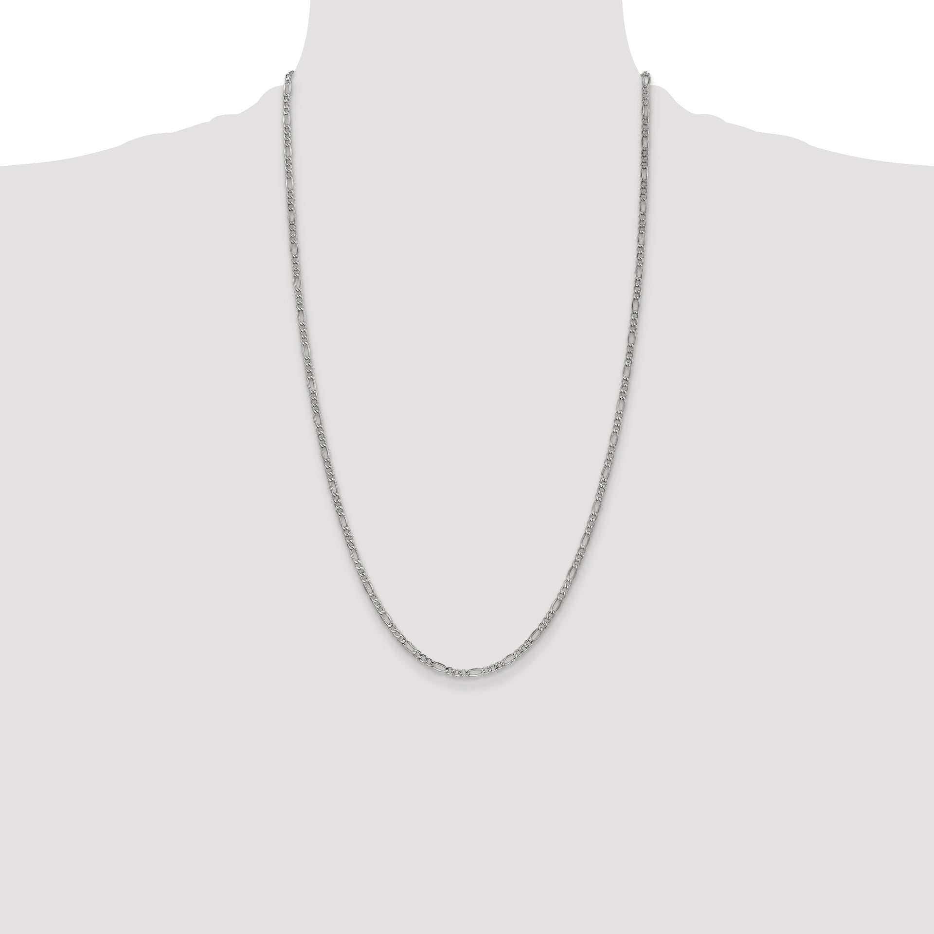 14k White Gold 2.5mm Semi-Solid Figaro Chain
